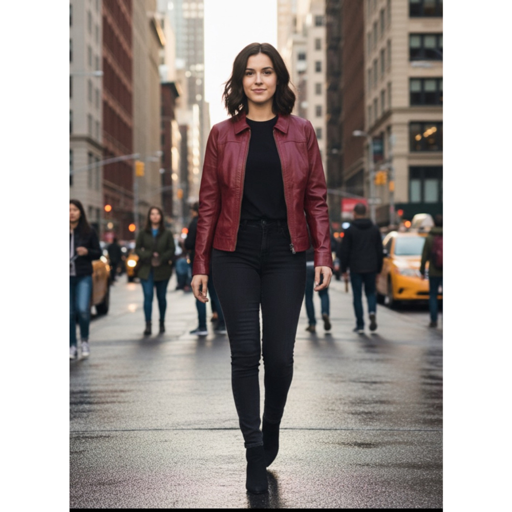 Caslon Red Leather Jacket XL
